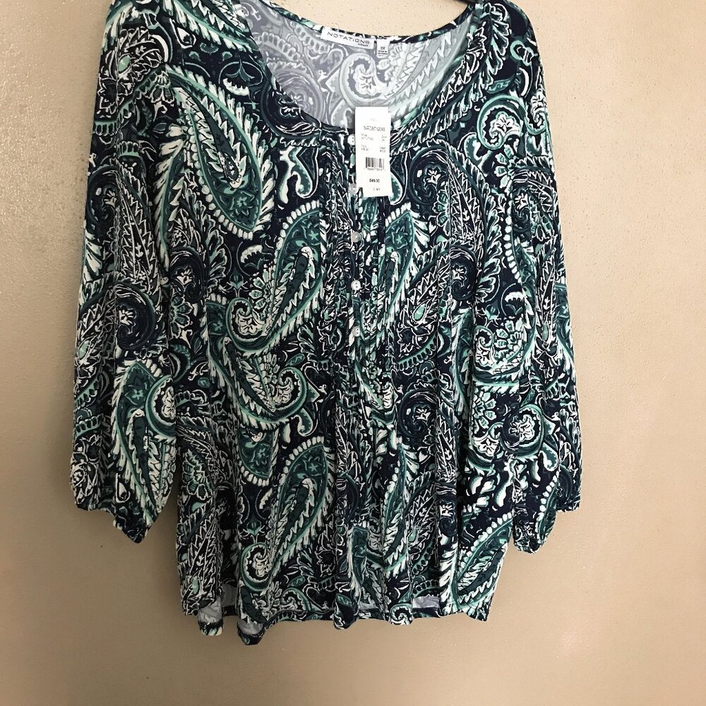 Notations Blouse     Size: 2x          NEW with tags!